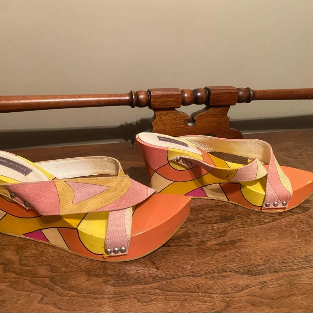 Emilio Pucci Pink and Orange Vintage Platform Shoes - Picture 4 of 8
